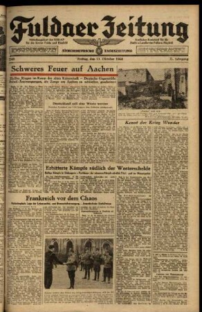 Ausgabe vom Freitag, den 13. Oktober 1944.