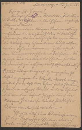 Brief an B. Schott's Söhne : 27.07.1918