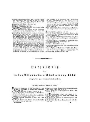 Verzeichnis der in der Allgemeinen Schulzeitung angezeigten und beurtheilten Schriften