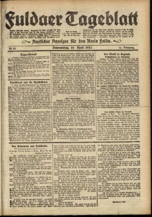 Ausgabe vom Donnerstag, den 14. April 1921.