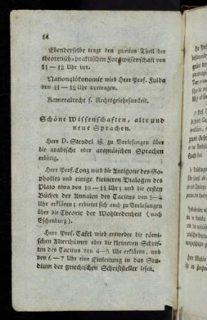 14-16, Schöne Wissenschaften, alte und neue Sprachen