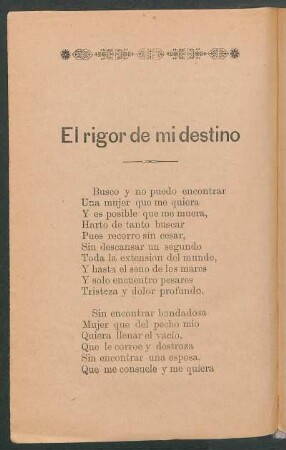 El rigor de mi destino