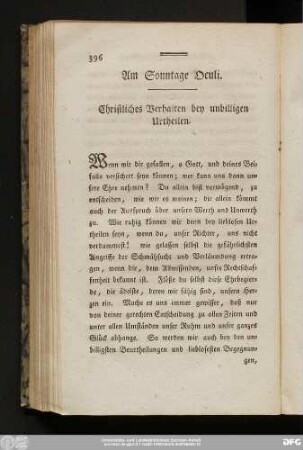 Am Sonntage Oculi. Christliches Verhalten bey unbilligen Urtheilen.