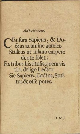 Ad Lectorem.