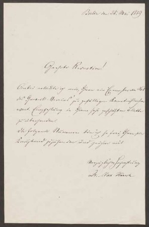 Nachlass von Erich Petzet - BSB E. Petzetiana, 5. Hirsch, Max