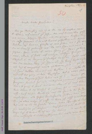 Brief von Louise Otto-Peters an eine Freundin