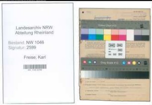 Entnazifizierung Karl Freise , geb. 08.11.1912 (Arbeiter)