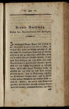Neunte Vorlesung.