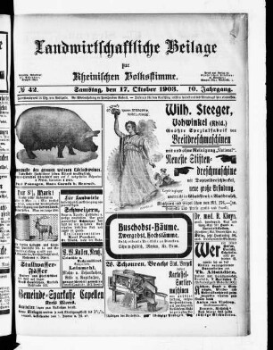 Landwirtschaftliche Beilage zur Rheinische Volksstimme. 1901-1904