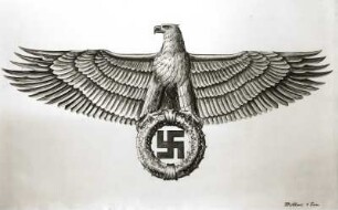 Entwurf für das Hoheitszeichen des Nationalsozialismus : Entwurf für das Hoheitszeichen des Nationalsozialismus. Zeichnung von Müller