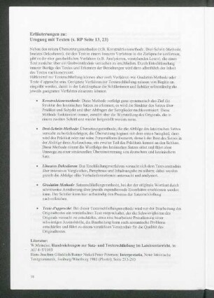 Erläuterungen zu: Umgang mit Texten