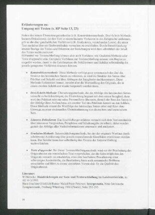 Erläuterungen zu: Umgang mit Texten