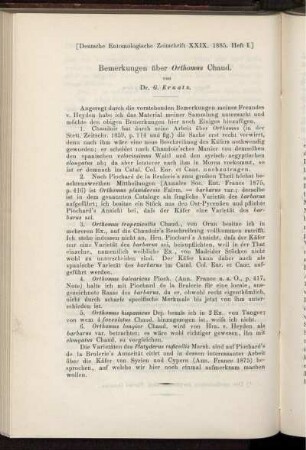 Bemerkungen über Orthmus Chaud