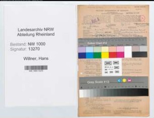 Entnazifizierung Hans Willner, geb. 30.06.1902 (Angest.)