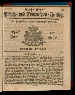 28tes Stueck, Montag den 12ten Julius. 1790