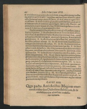 Caput XIIX. Quo pacto Antichristus Magiam exercuerit, culturque Diabolicos stabiliverit ...