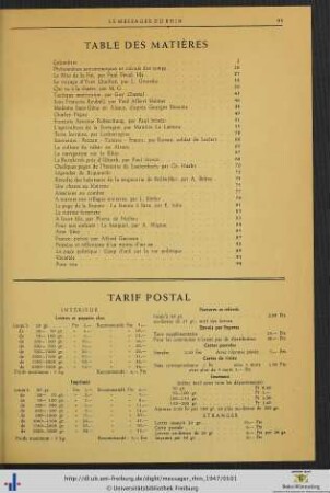 Tarif Postal.