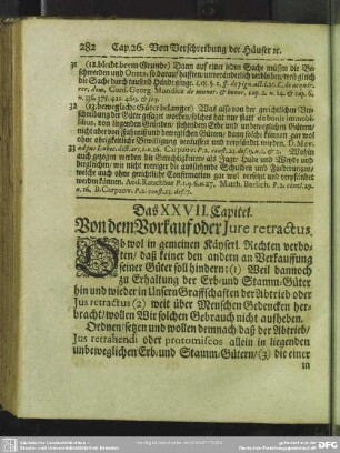 Das XXVII. Capitel. Von dem Vorkauf oder Jure retractus