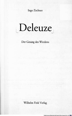 Deleuze : der Gesang des Werdens