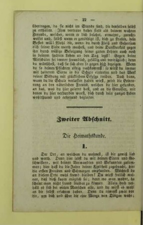 Zweiter Abschnitt. Die Heimathskunde