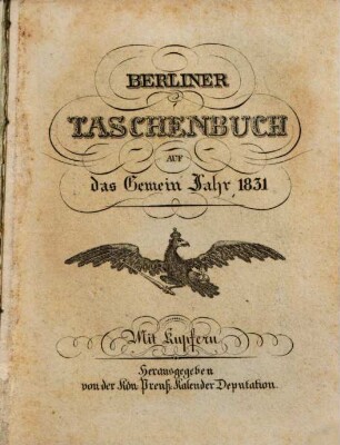 Berliner Taschenbuch : für .... 1831, 1831