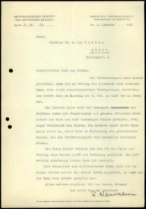 R. Naumann an A. von Gerkan