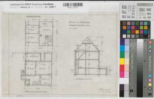Münster (Münster) Haus Habichtshöhe 44 Grundrisse, Schnitt 1970 1 : 100 27,5 x 37,5 Zeichnung Wohnungsgesellschaft Münsterland