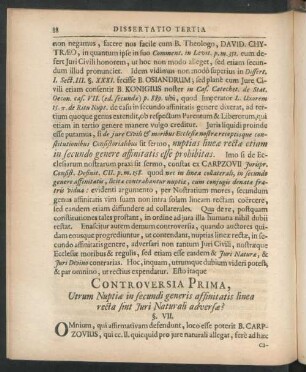 Controversia Prima, Utrum Nuptiae in secundi generis affinitatis linea recta sint Juri Naturali ali adversae?
