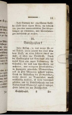 IX. Bittschriften?