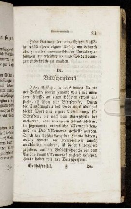 IX. Bittschriften?