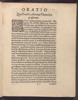 Oratio Qua practica felicitas Theoreticae praefertur.