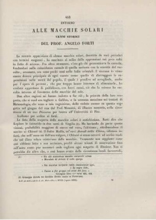 Intorno alle macchie solari cenni storici.