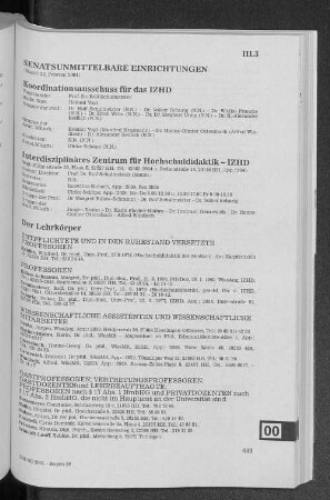 III.3 Senatsunmittelbare Einrichtungen