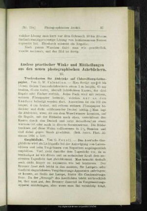 Auslese practischer Winke und Mittheilungen aus den neuen photographischen Jahrbüchern