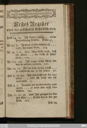 Erstes Register über die erklärten Schriftstellen.