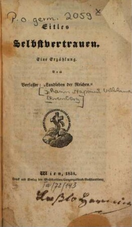 Eitles Selbstvertrauen : eine Erzählung