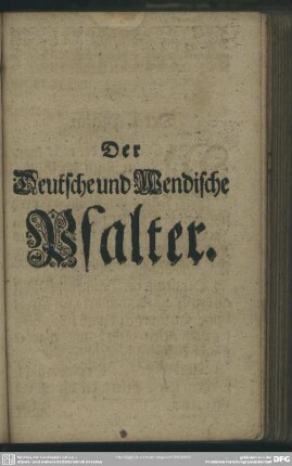 Der Deutsche und Wendische Psalter