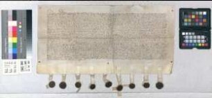 Bischof Wilhelm verpfändet dem Albert von Haxthausen und dessen namentlich genannten Söhnen für 150 Mark die Hälfte des Schlosses Bredenborn, die früher Bertold von Luthardessen in Pfandschaft hatte. Bürgen: Engelhard van Nyhusen, Albert van Boffesen, Heinrich van Twist, Werner und Hermann van Zunryke, Hermann de Jode, Friedrich van Otzen und Bernd van Holthusen (Mit dem Revers des Albert von Haxthausen, Engelhard van Nyhusen, Albert van Boffesen, Heinrich van Twist, Werner und Hermann van Zunryke, Hermann de Jode, Friedrich van Otzen und Bernd van Holthusen).