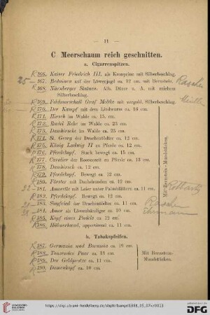 C. Meerschaum reich geschnitten (Nr. 166- 203)