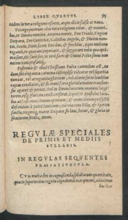 Regulae Speciales De Primis Et Mediis Syllabis.
