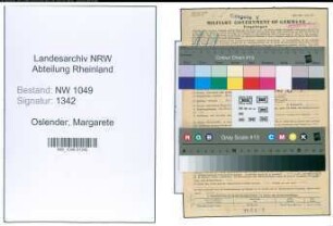 Entnazifizierung Margarete Oslender , geb. 29.01.1910 (Lehrerin)