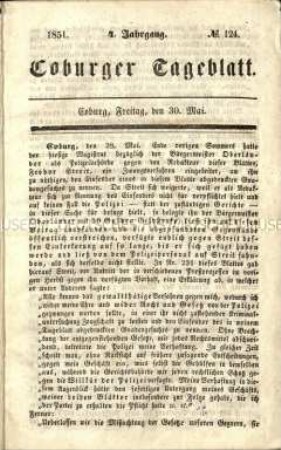 Tageszeitung für Coburg und Umgebung. 4. Jahrgang, 1851