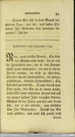 Tribsees den 21sten September 1748