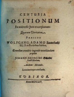 Centuria Positionum Ex universo Iure excerptarum