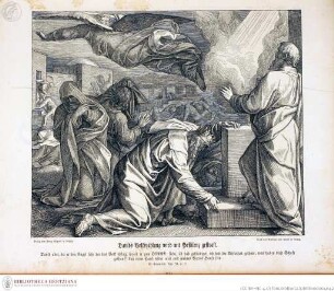 Die Bibel in Bildern : 240 Darstellungen, erfunden und auf Holz gezeichnet von Julius Schnorr von Carolsfeld Leipzig : Wigand, 1860. - X, 38 S., 240 Bl. : überw. Ill. lt KayserDavids Volkszählung wird mit Pestilenz gestraft - Die Bibel in Bildern