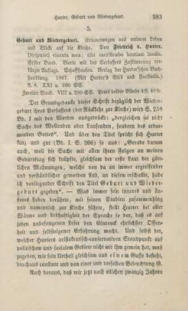 383-384 [Rezension] Hurter, Friedrich Emanuel von, Geburt und Wiedergeburt