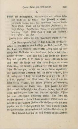383-384 [Rezension] Hurter, Friedrich Emanuel von, Geburt und Wiedergeburt