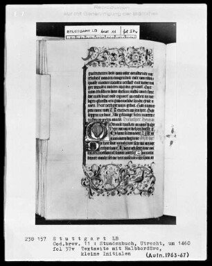 Niederländisches Stundenbuch (Handschrift der Brüder vom gemeinsamen Leben) — Heilige Veronika und heiliger Christophorus, Folio 37verso