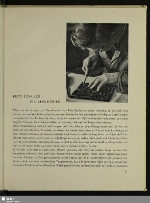 Fritz Schulze - Ein Lebensbild