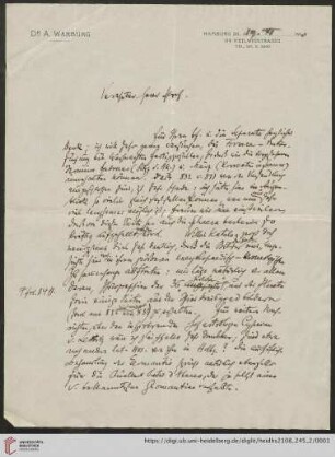 Brief von Aby Moritz Warburg an Franz Boll